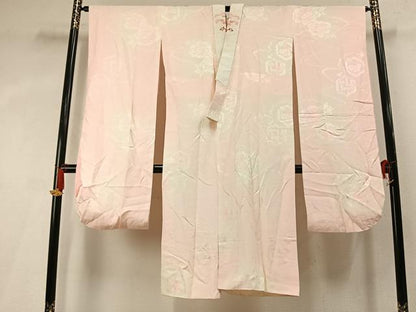 平和屋着物●振袖用長襦袢　袷　亀甲草花地紋　暈し染め　半衿刺繍　正絹　逸品　AABL8011fy