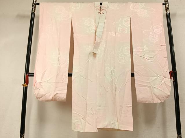 平和屋着物●振袖用長襦袢　袷　亀甲草花地紋　暈し染め　半衿刺繍　正絹　逸品　AABL8011fy