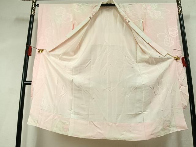 平和屋着物●振袖用長襦袢　袷　亀甲草花地紋　暈し染め　半衿刺繍　正絹　逸品　AABL8011fy
