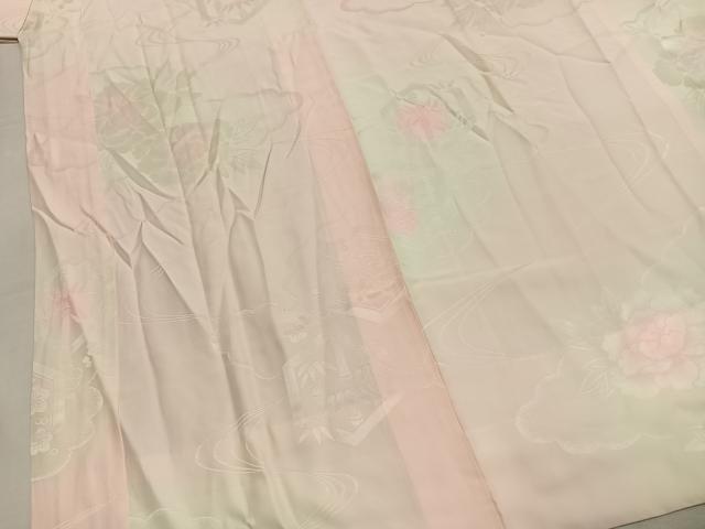 平和屋着物●振袖用長襦袢　袷　亀甲草花地紋　暈し染め　半衿刺繍　正絹　逸品　AABL8011fy