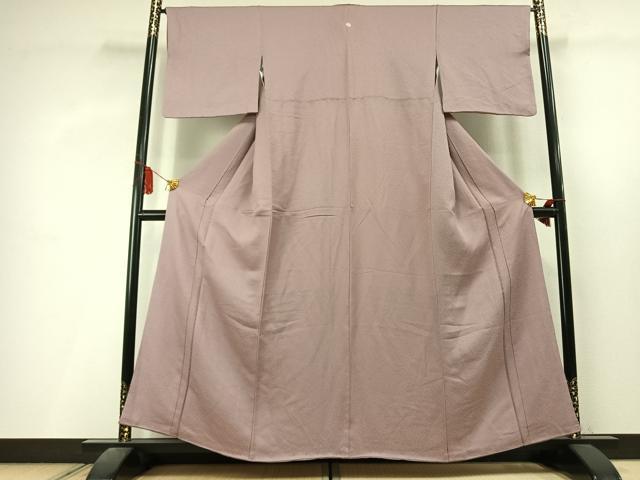 平和屋着物●上質な色無地　霞地紋　薄柿色　正絹　逸品　AABL8013fy