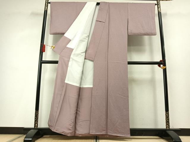 平和屋着物●上質な色無地　霞地紋　薄柿色　正絹　逸品　AABL8013fy