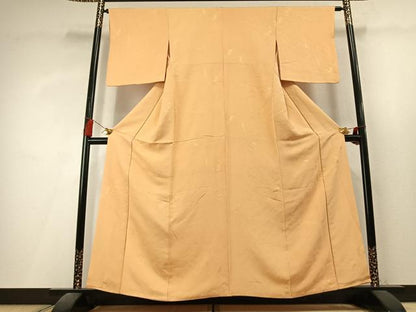 平和屋着物●上質な色無地　枝葉地紋　飴色　正絹　逸品　AABL8017fy