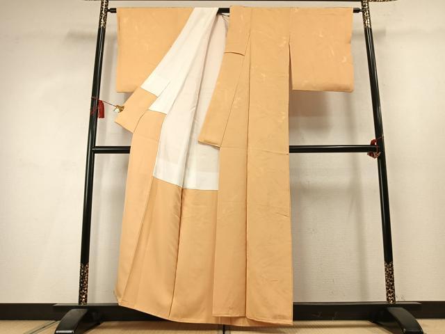 平和屋着物●上質な色無地　枝葉地紋　飴色　正絹　逸品　AABL8017fy