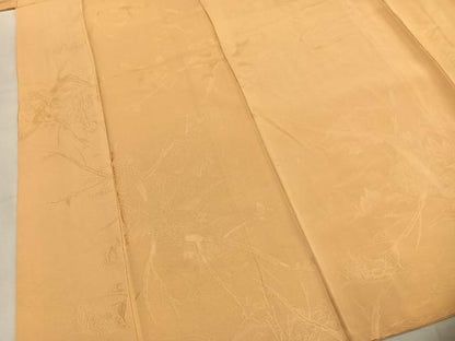 平和屋着物●上質な色無地　枝葉地紋　飴色　正絹　逸品　AABL8017fy