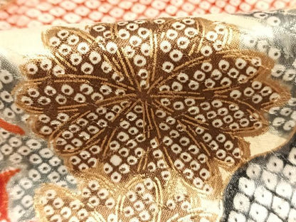 平和屋着物●創業460年・千總　振袖　扇面花文　金彩　正絹　逸品　AABL8019fy