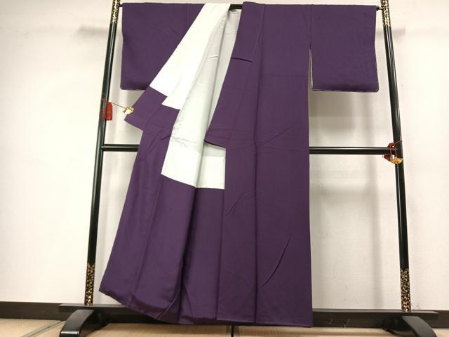 平和屋着物●上質な色無地　紋意匠　桑の実色　正絹　逸品　未使用　AABL8020fy