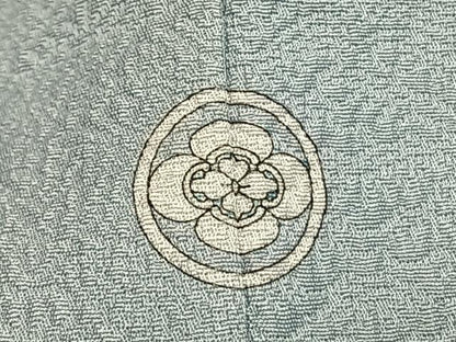 平和屋着物●上質な色無地　草花地紋　秘色色　正絹　逸品　AABL8053fy