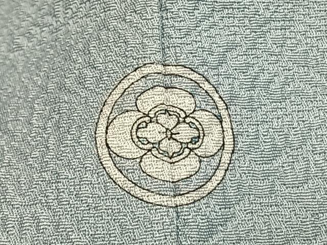 平和屋着物●上質な色無地　草花地紋　秘色色　正絹　逸品　AABL8053fy