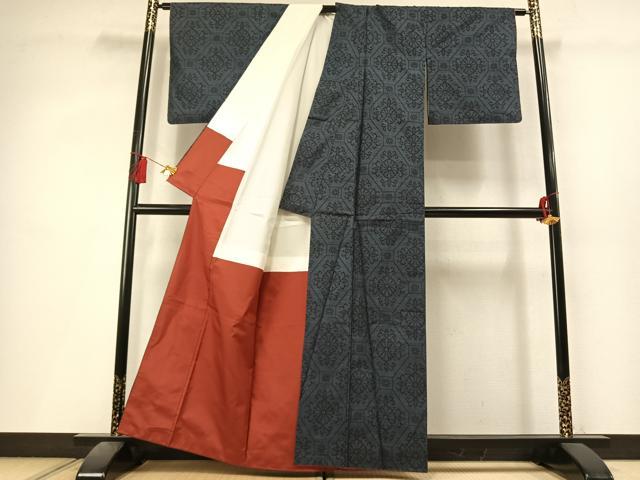 平和屋着物●本場大島紬　7マルキ　吉祥花文　正絹　逸品　AABL8056fy