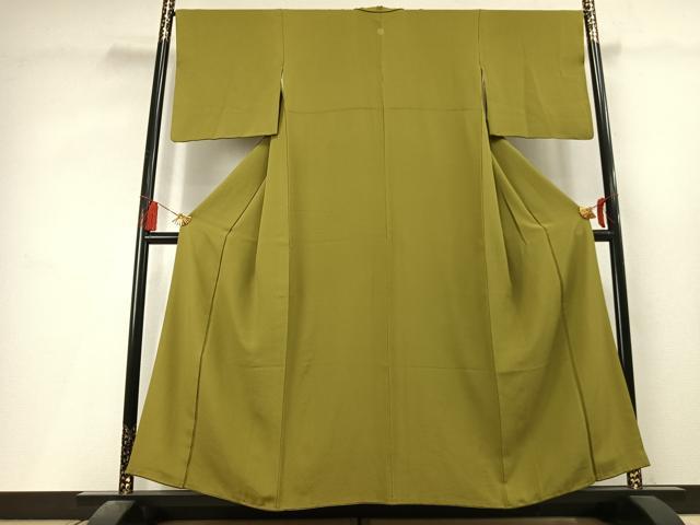 平和屋着物●ファッションデザイナー 花井幸子　色無地　青朽葉色　正絹　逸品　AABL8061fy