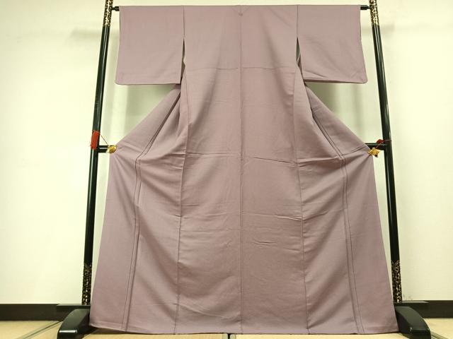 平和屋着物●上質な色無地　紋意匠　紅藤色　正絹　逸品　AABL8092fy