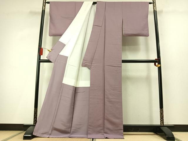 平和屋着物●上質な色無地　紋意匠　紅藤色　正絹　逸品　AABL8092fy