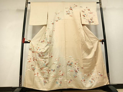 平和屋着物●訪問着　草花文　暈し染め　金彩　正絹　逸品　AABL8093fy