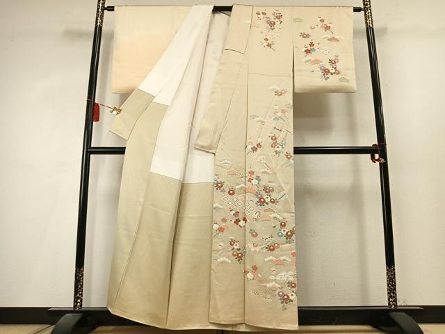 平和屋着物●訪問着　草花文　暈し染め　金彩　正絹　逸品　AABL8093fy
