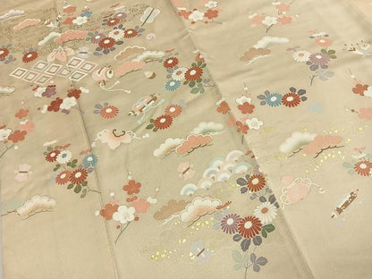 平和屋着物●訪問着　草花文　暈し染め　金彩　正絹　逸品　AABL8093fy