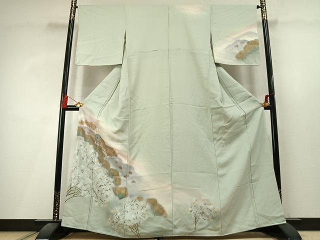 平和屋着物●訪問着　風景文　暈し染め　金彩　正絹　逸品　AABL8094fy