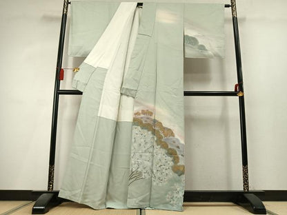 平和屋着物●訪問着　風景文　暈し染め　金彩　正絹　逸品　AABL8094fy