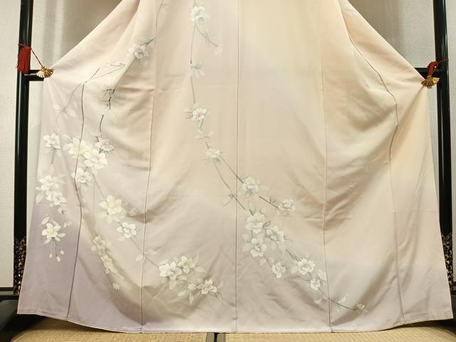 平和屋着物●訪問着　枝花文　暈し染め　正絹　逸品　AABL8099fy
