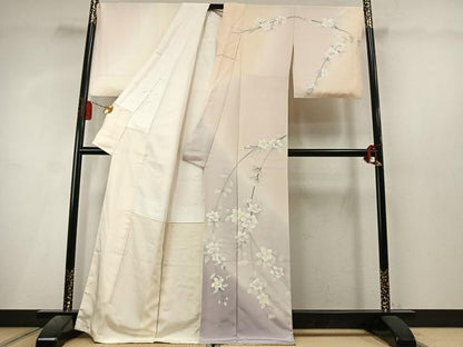 平和屋着物●訪問着　枝花文　暈し染め　正絹　逸品　AABL8099fy