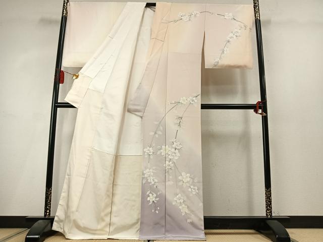 平和屋着物●訪問着　枝花文　暈し染め　正絹　逸品　AABL8099fy