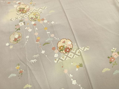 平和屋着物●訪問着　友禅　作家物　雪輪花文　暈し染め　正絹　逸品　AABL8101fy