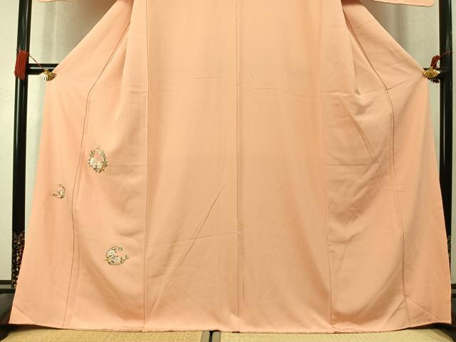 平和屋着物●訪問着　総刺繍　草花文　金糸　正絹　逸品　未使用　AABL8109fy