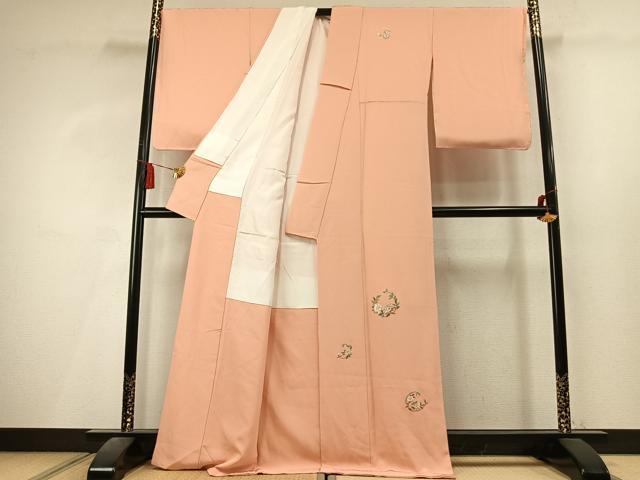 平和屋着物●訪問着　総刺繍　草花文　金糸　正絹　逸品　未使用　AABL8109fy