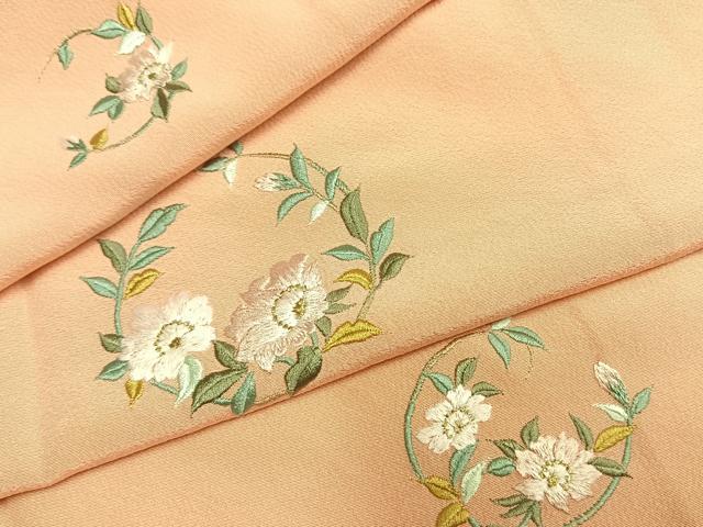 平和屋着物●訪問着　総刺繍　草花文　金糸　正絹　逸品　未使用　AABL8109fy