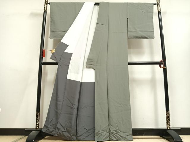 平和屋着物●上質な色無地　鼠色　正絹　逸品　AABL8113fy