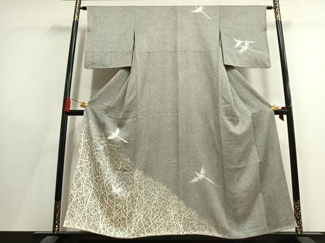 平和屋着物●訪問着　刺繍　飛鳥文　たたき染め　金糸　正絹　逸品　AABL8114fy