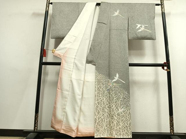 平和屋着物●訪問着　刺繍　飛鳥文　たたき染め　金糸　正絹　逸品　AABL8114fy