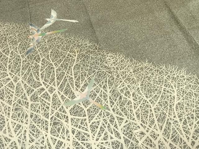 平和屋着物●訪問着　刺繍　飛鳥文　たたき染め　金糸　正絹　逸品　AABL8114fy
