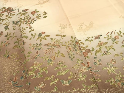 平和屋着物●訪問着　舞蝶花鳥文　暈し染め　金彩　正絹　逸品　AABL8115fy