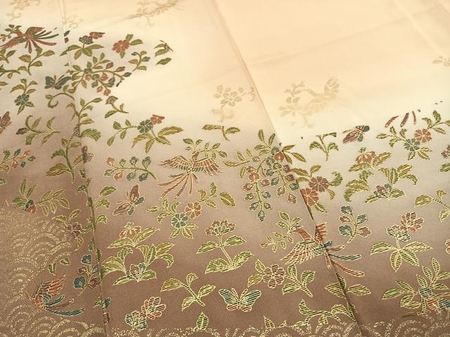 平和屋着物●訪問着　舞蝶花鳥文　暈し染め　金彩　正絹　逸品　AABL8115fy