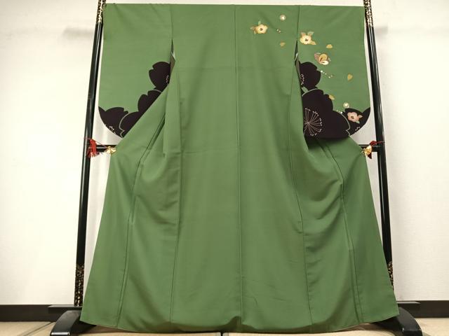 平和屋着物●小振袖　二尺袖　花蝶文　金彩　洗える着物　AABL8124fy