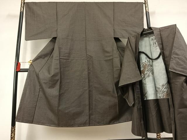 平和屋着物●男性　紬　アンサンブル　100亀甲　総詰め　正絹　逸品　未使用　AABL8135fy