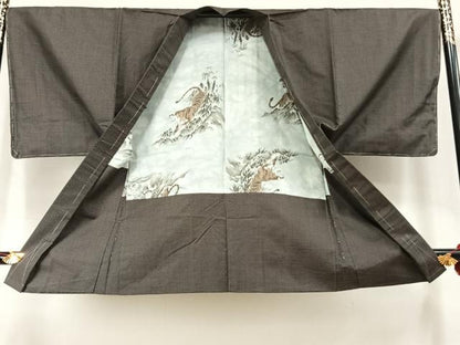平和屋着物●男性　紬　アンサンブル　100亀甲　総詰め　正絹　逸品　未使用　AABL8135fy