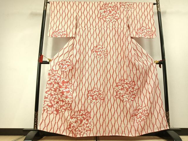 平和屋着物●訪問着　総絞り　立涌舞葉文　正絹　逸品　AABL8136fy