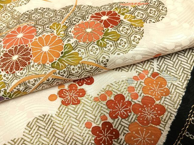 平和屋着物●訪問着　絞り　枝梅花文　金彩　正絹　逸品　AABL8139fy