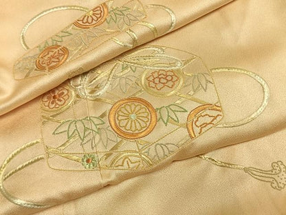 平和屋着物●中国三大刺繍　相良刺繍　総刺繍　訪問着　文箱文　正絹　逸品　AABL8158fy
