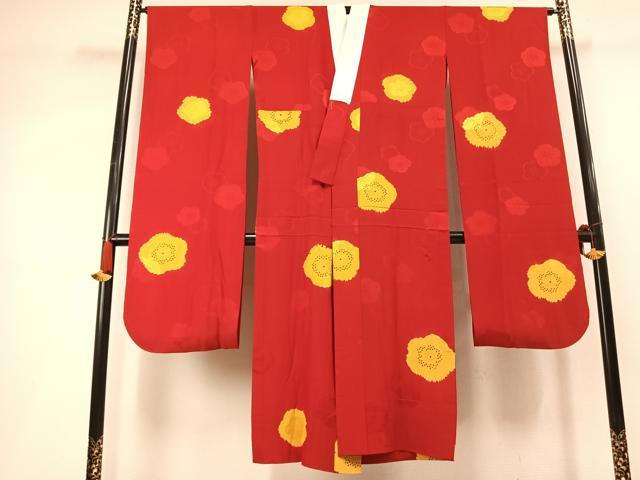 平和屋着物●振袖用長襦袢　無双仕立て　絞り　舞花文　金彩　正絹　逸品　AABL8163fy