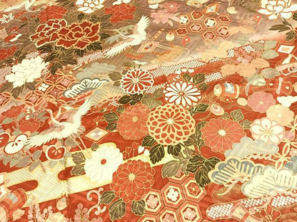 平和屋着物●豪華振袖　駒刺繍　花鳥文　暈し染め　金彩　正絹　逸品　AABL8165fy
