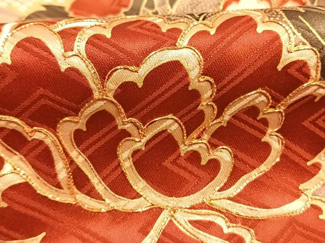 平和屋着物●豪華振袖　駒刺繍　花鳥文　暈し染め　金彩　正絹　逸品　AABL8165fy