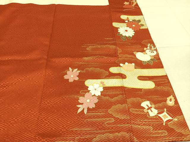平和屋着物●豪華振袖　駒刺繍　花鳥文　暈し染め　金彩　正絹　逸品　AABL8165fy