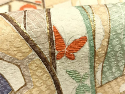 平和屋着物●豪華振袖　刺繍　松竹梅　御所車舞蝶文　金彩　正絹　逸品　AABL8166fy