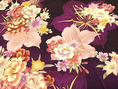 平和屋着物●森英恵・HANAE MORI　振袖　駒刺繍　ラインストーン　草花文　金彩　正絹　逸品　AABL8167fy