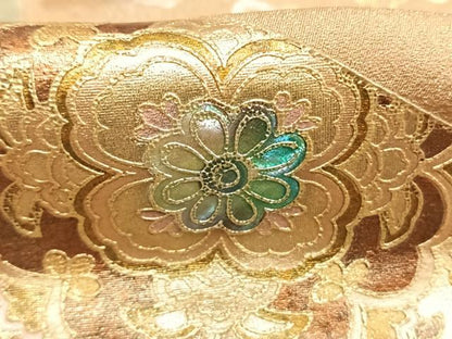 平和屋着物●訪問着　作家物　螺鈿　吉祥花文　暈し染め　金銀彩　金通し地　ロング丈　正絹　逸品　AABL8182fy