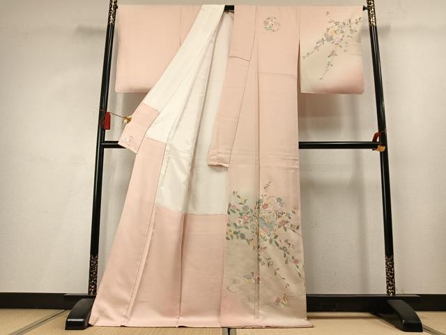 平和屋着物●中国三大刺繍 スワトウ刺繍 汕頭刺繍 蘇州刺繍 総刺繍 訪問着 花鳥文 暈し染め ロング丈 正絹 逸品 AABL8190fy