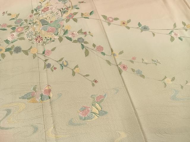平和屋着物●中国三大刺繍 スワトウ刺繍 汕頭刺繍 蘇州刺繍 総刺繍 訪問着 花鳥文 暈し染め ロング丈 正絹 逸品 AABL8190fy